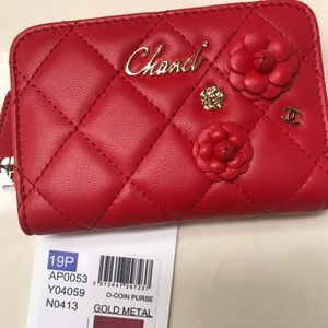 SOLD **** Chanel red lambskin O-case